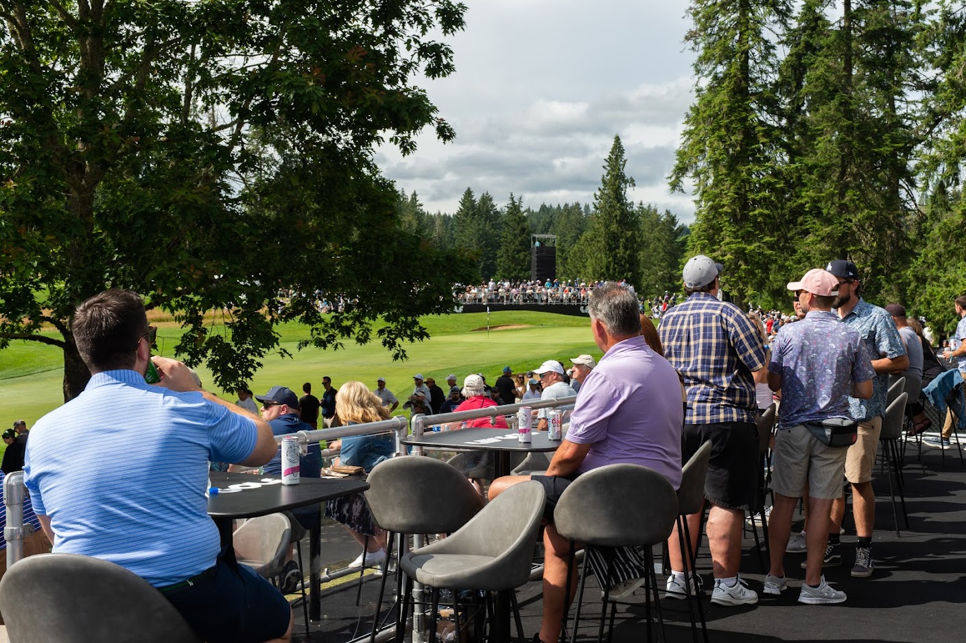 Fans watching a LIV Golf Invitational Series event.